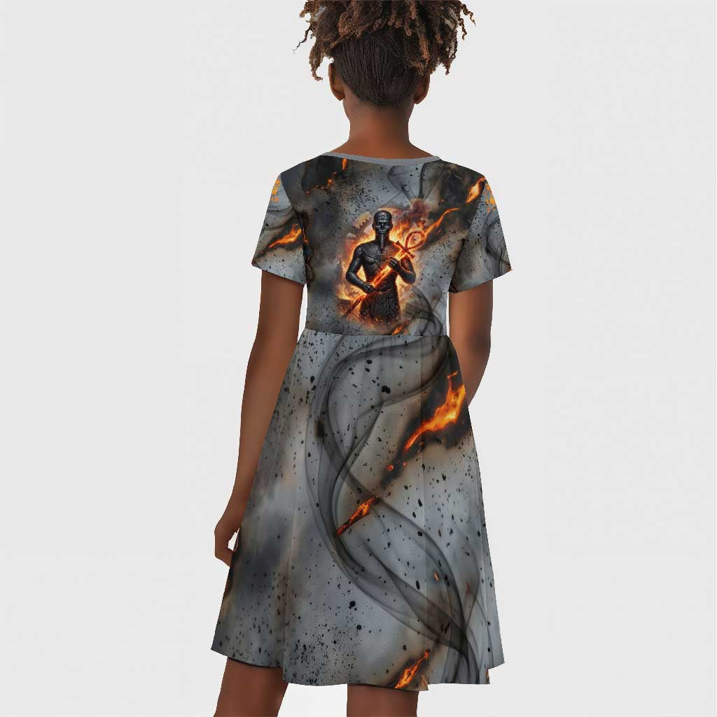 Ptah Egyptian Kid Short Sleeve Dress God of Creation Great Artificer Hammer - Anvil Fire Forged