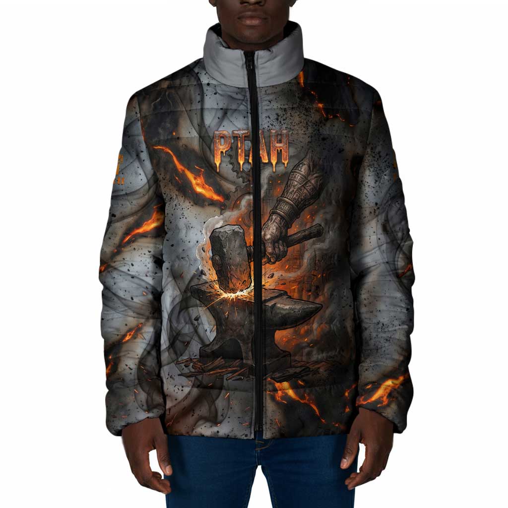 Ptah Egyptian Padded Jacket God of Creation Great Artificer Hammer - Anvil Fire Forged