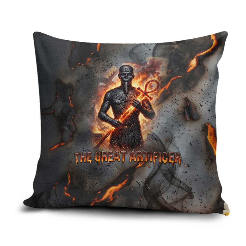 Ptah Egyptian Pillow Cover God of Creation Great Artificer Hammer - Anvil Fire Forged