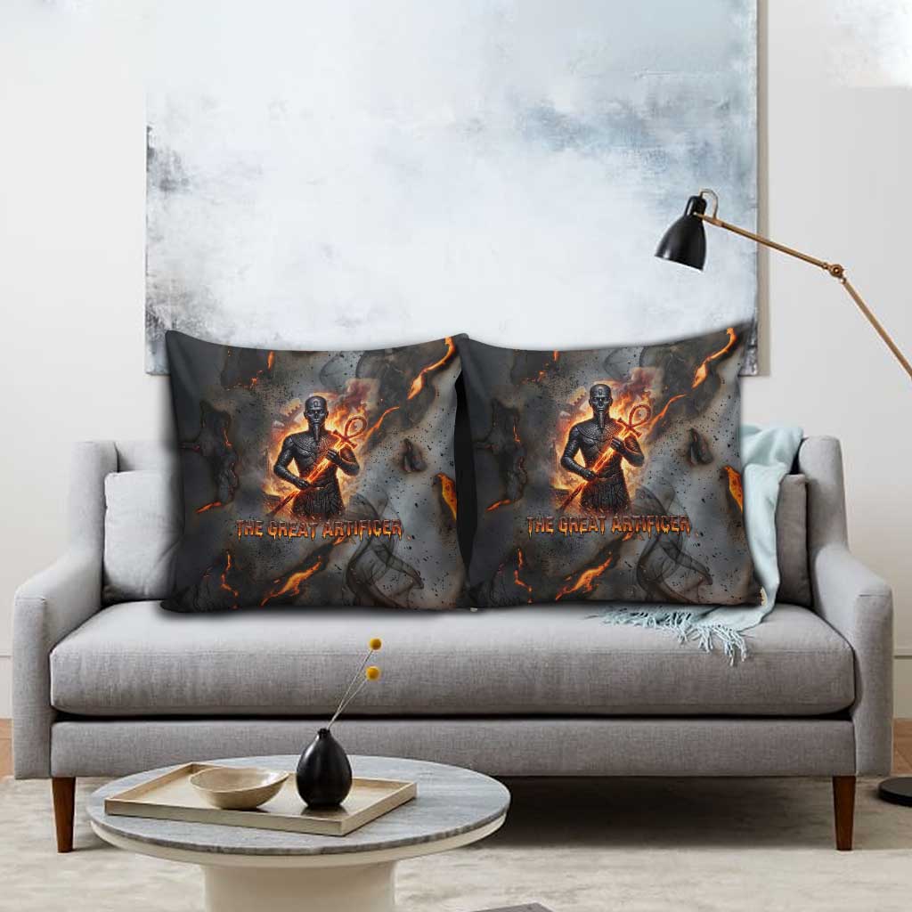 Ptah Egyptian Pillow Cover God of Creation Great Artificer Hammer - Anvil Fire Forged