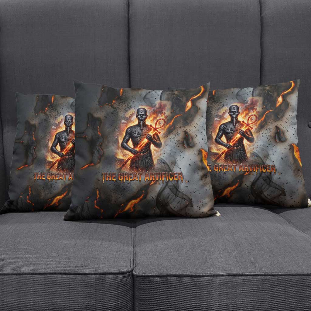 Ptah Egyptian Pillow Cover God of Creation Great Artificer Hammer - Anvil Fire Forged