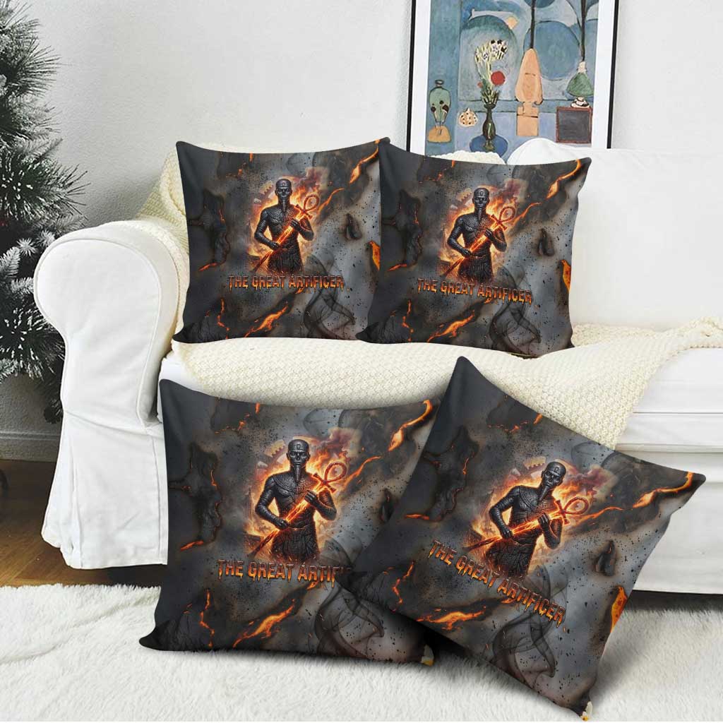 Ptah Egyptian Pillow Cover God of Creation Great Artificer Hammer - Anvil Fire Forged