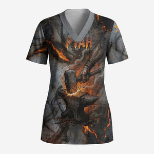 Ptah Egyptian Scrub Top God of Creation Great Artificer Hammer - Anvil Fire Forged