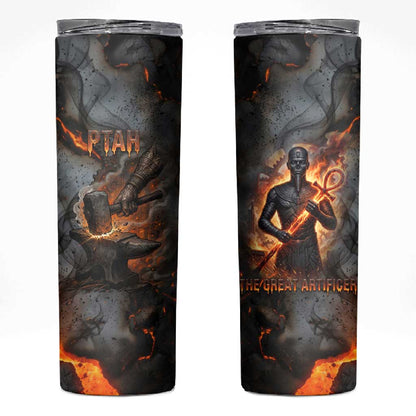 Ptah Egyptian Skinny Tumbler God of Creation Great Artificer Hammer - Anvil Fire Forged