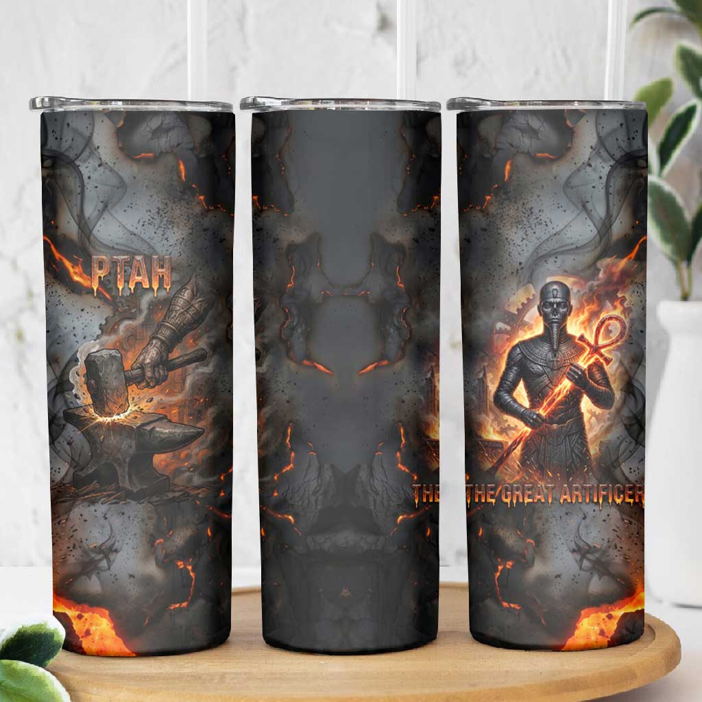 Ptah Egyptian Skinny Tumbler God of Creation Great Artificer Hammer - Anvil Fire Forged