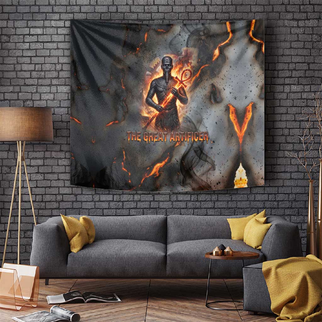 Ptah Egyptian Tapestry God of Creation Great Artificer Hammer - Anvil Fire Forged