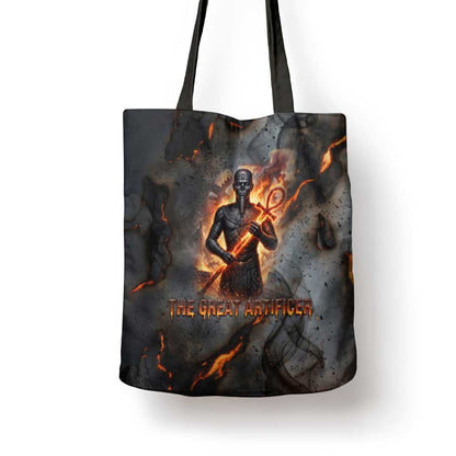 Ptah Egyptian Tote Bag God of Creation Great Artificer Hammer - Anvil Fire Forged