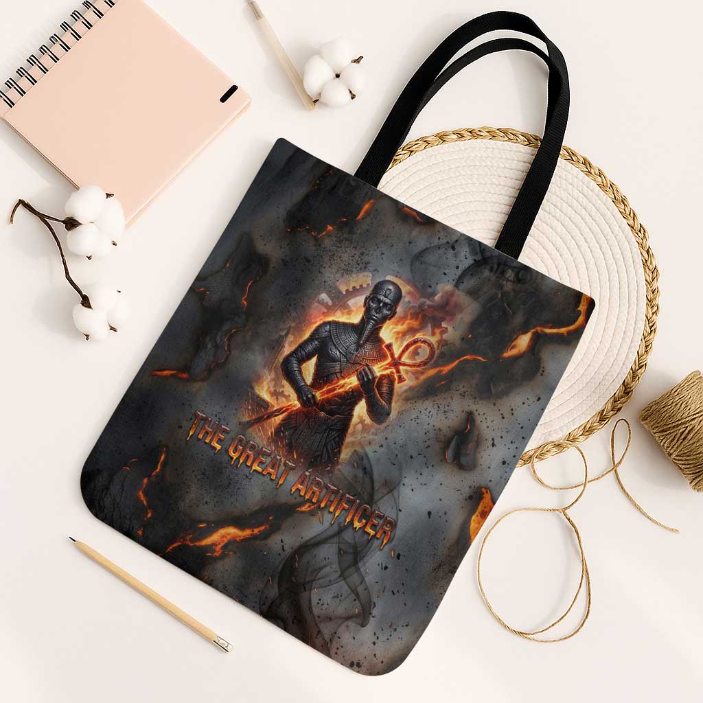 Ptah Egyptian Tote Bag God of Creation Great Artificer Hammer - Anvil Fire Forged