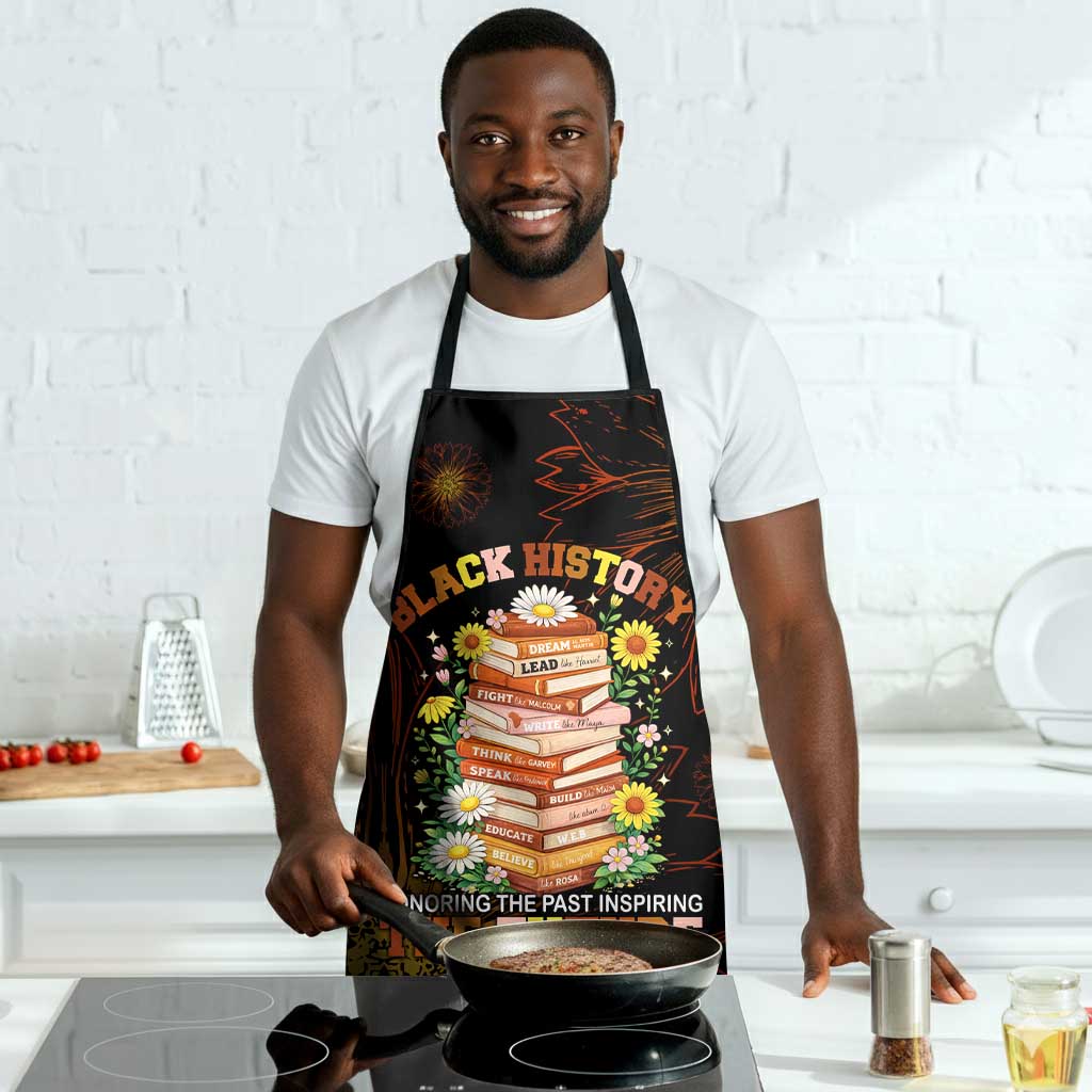 Black History Month Black African American Teachers Apron Afrocentric Floral Art with Motivational Typography