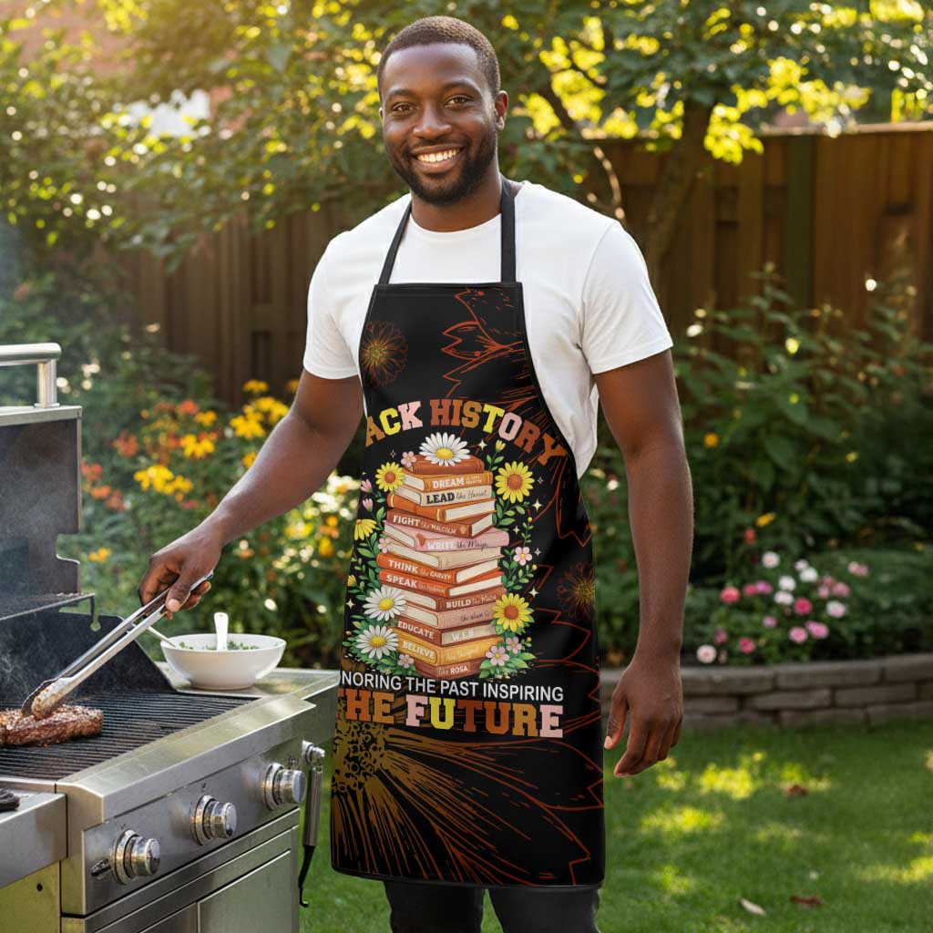 Black History Month Black African American Teachers Apron Afrocentric Floral Art with Motivational Typography