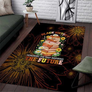 Black History Month Black African American Teachers Area Rug Afrocentric Floral Art with Motivational Typography