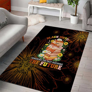 Black History Month Black African American Teachers Area Rug Afrocentric Floral Art with Motivational Typography