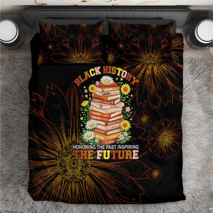 Black History Month Black African American Teachers Bedding Set Afrocentric Floral Art with Motivational Typography