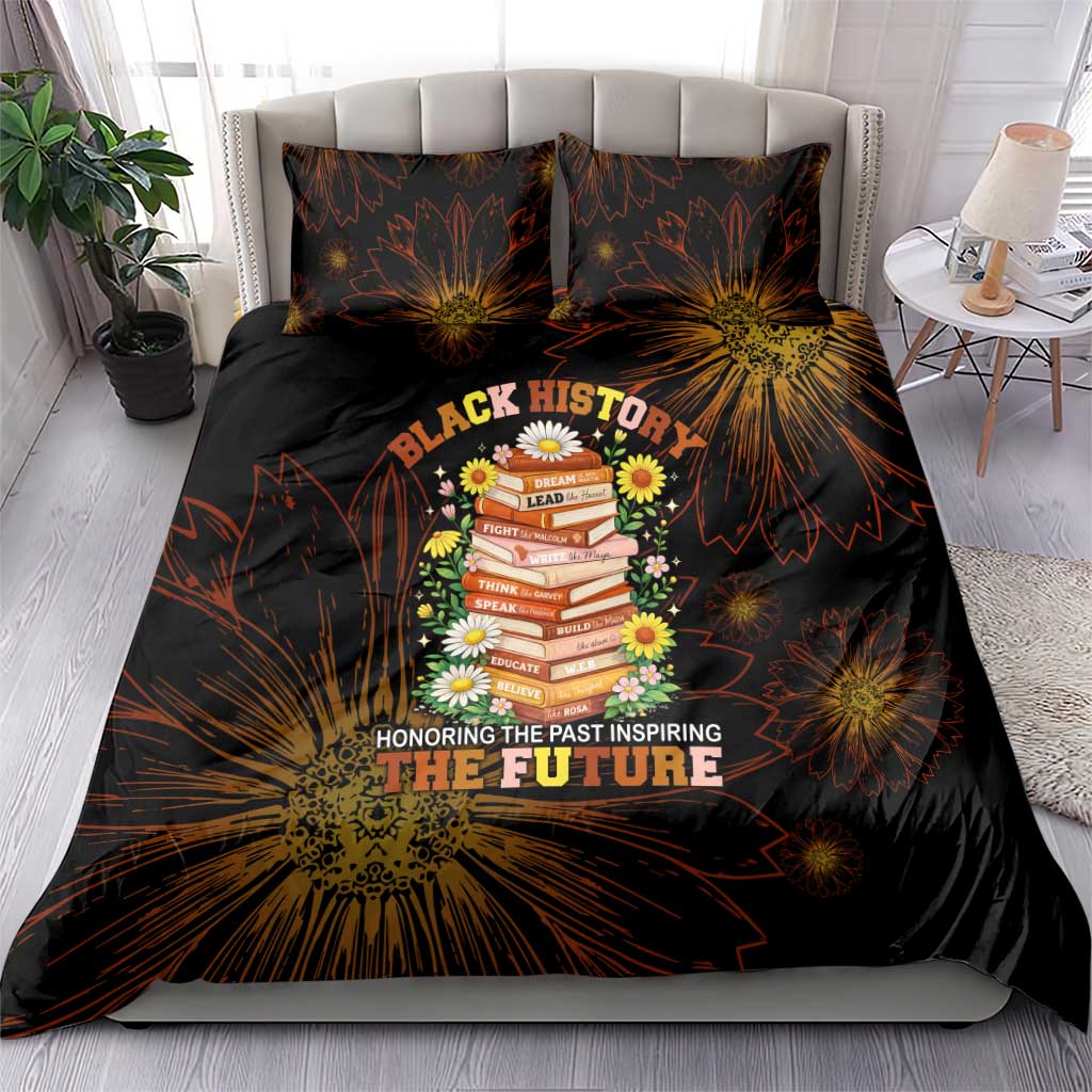 Black History Month Black African American Teachers Bedding Set Afrocentric Floral Art with Motivational Typography