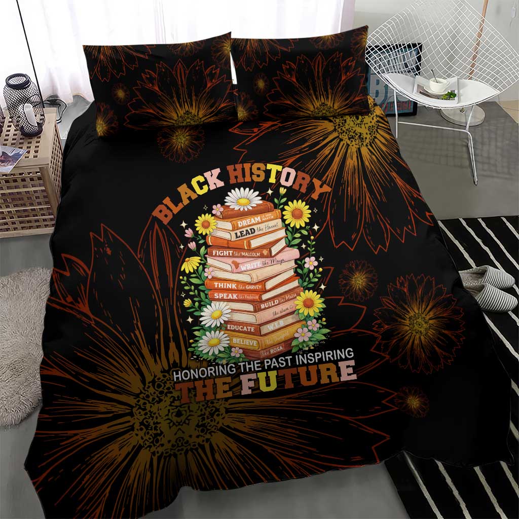 Black History Month Black African American Teachers Bedding Set Afrocentric Floral Art with Motivational Typography