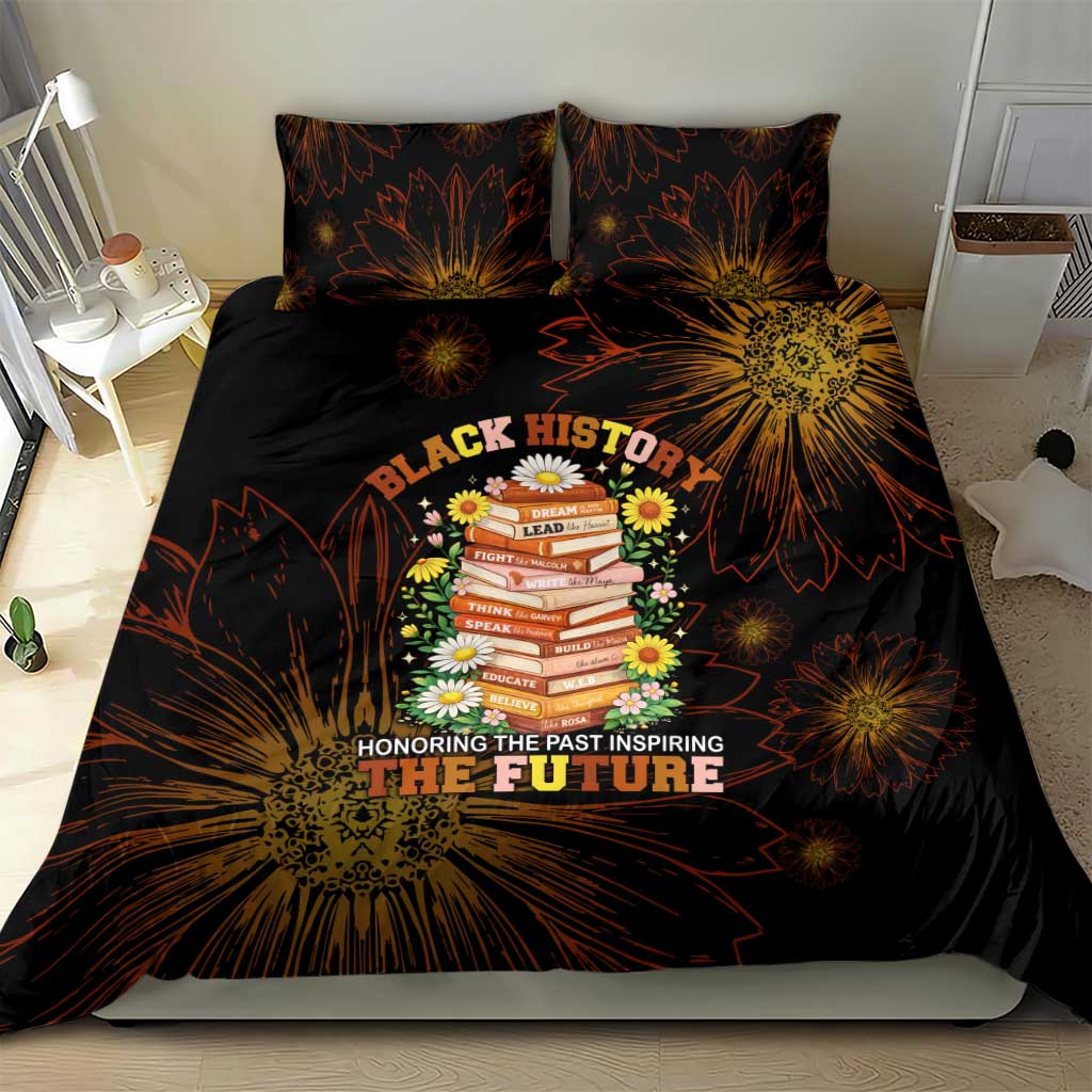 Black History Month Black African American Teachers Bedding Set Afrocentric Floral Art with Motivational Typography