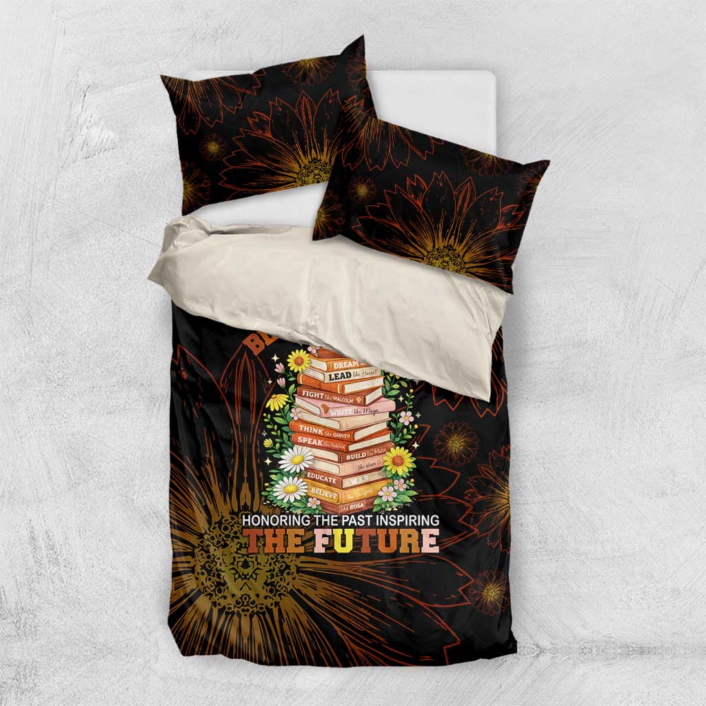 Black History Month Black African American Teachers Bedding Set Afrocentric Floral Art with Motivational Typography