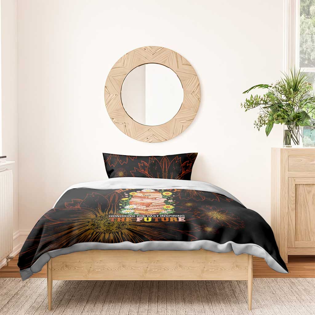 Black History Month Black African American Teachers Bedding Set Afrocentric Floral Art with Motivational Typography