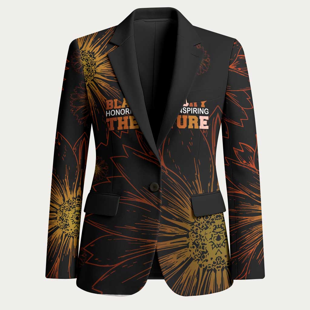 Black History Month Black African American Teachers Blazer Afrocentric Floral Art with Motivational Typography
