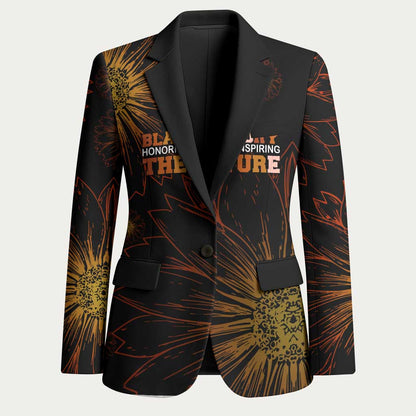 Black History Month Black African American Teachers Blazer Afrocentric Floral Art with Motivational Typography