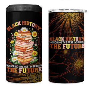 Black History Month Black African American Teachers 4 in 1 Can Cooler Tumbler Afrocentric Floral Art with Motivational Typography