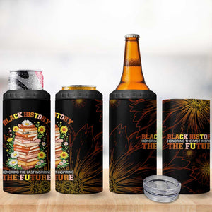 Black History Month Black African American Teachers 4 in 1 Can Cooler Tumbler Afrocentric Floral Art with Motivational Typography