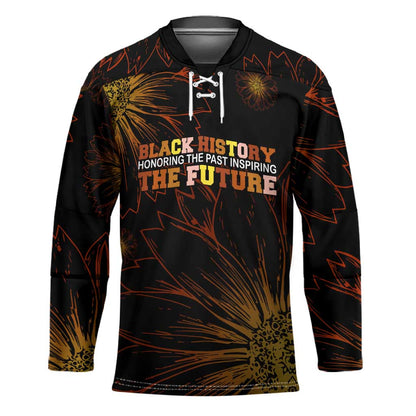 Black History Month Black African American Teachers Hockey Jersey Afrocentric Floral Art with Motivational Typography