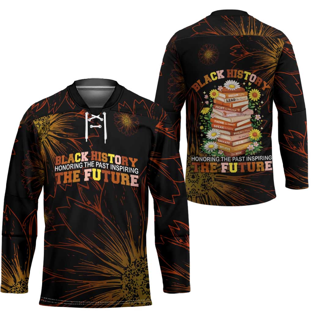Black History Month Black African American Teachers Hockey Jersey Afrocentric Floral Art with Motivational Typography