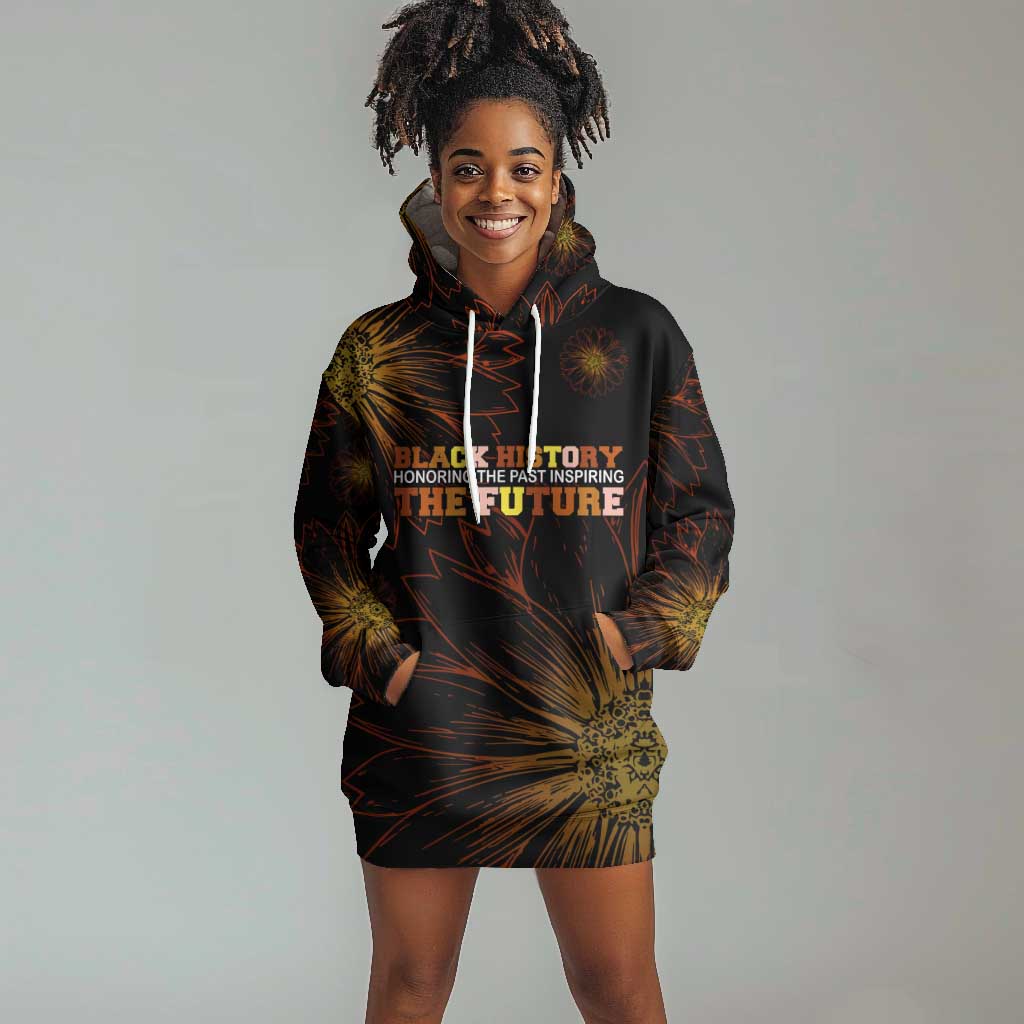 Black History Month Black African American Teachers Hoodie Dress Afrocentric Floral Art with Motivational Typography