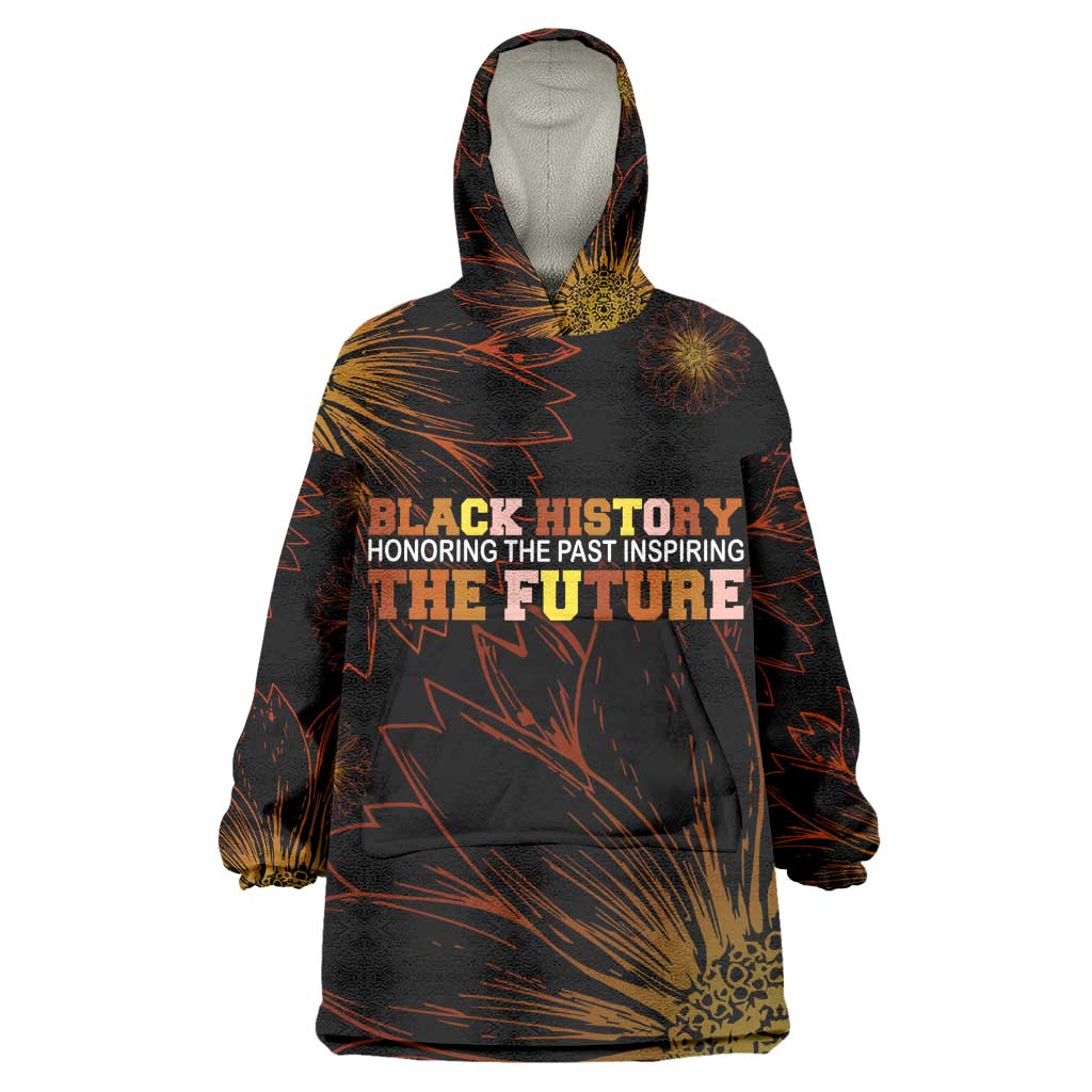 Black History Month Black African American Teachers Kid Wearable Blanket Hoodie Afrocentric Floral Art with Motivational Typography
