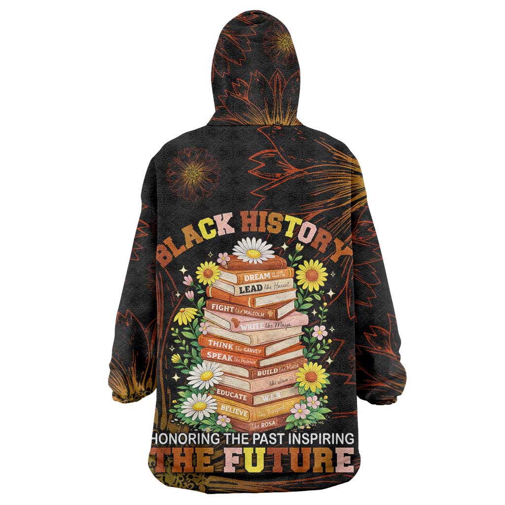 Black History Month Black African American Teachers Kid Wearable Blanket Hoodie Afrocentric Floral Art with Motivational Typography