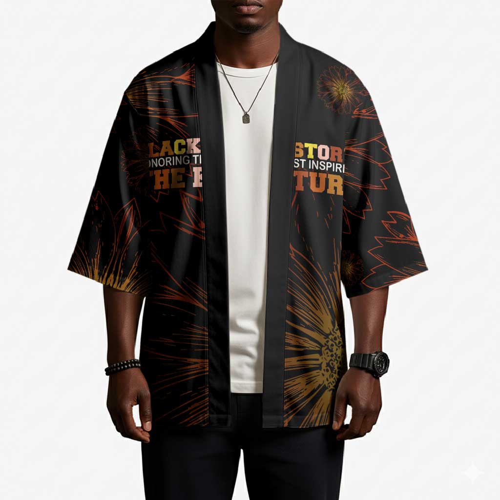 Black History Month Black African American Teachers Kimono Afrocentric Floral Art with Motivational Typography