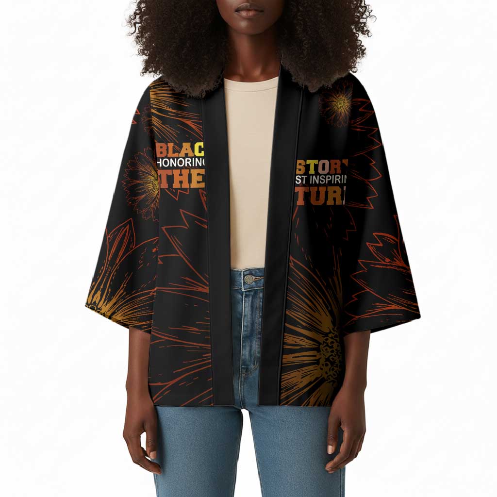 Black History Month Black African American Teachers Kimono Afrocentric Floral Art with Motivational Typography