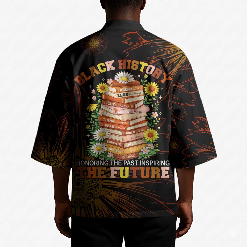 Black History Month Black African American Teachers Kimono Afrocentric Floral Art with Motivational Typography