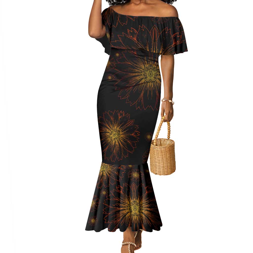 Black History Month Black African American Teachers Mermaid Dress Afrocentric Floral Art with Motivational Typography