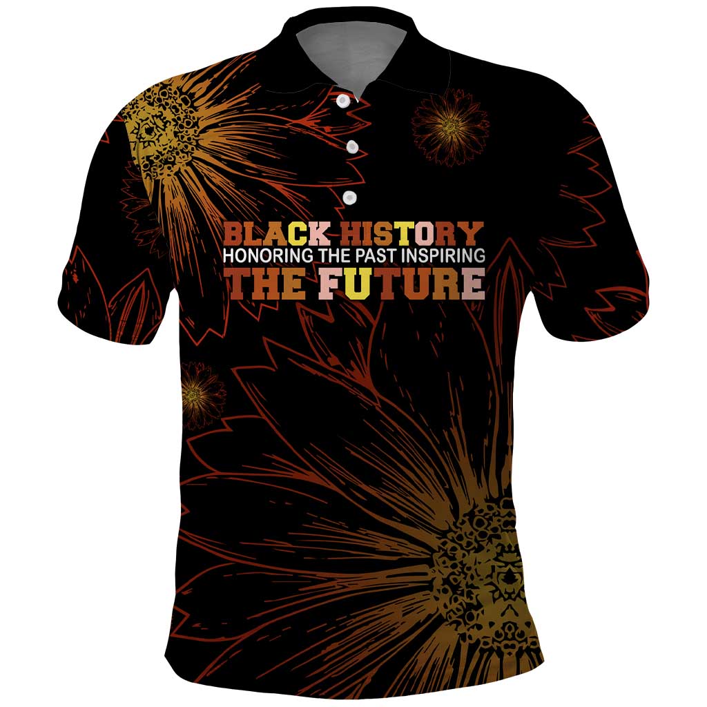 Black History Month Black African American Teachers Polo Shirt Afrocentric Floral Art with Motivational Typography