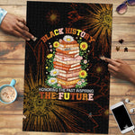 Black History Month Black African American Teachers Puzzle Afrocentric Floral Art with Motivational Typography