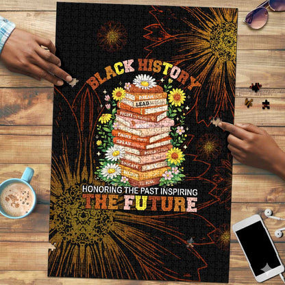 Black History Month Black African American Teachers Puzzle Afrocentric Floral Art with Motivational Typography