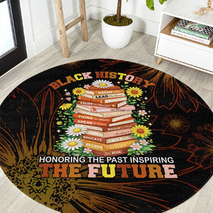 Black History Month Black African American Teachers Round Carpet Afrocentric Floral Art with Motivational Typography