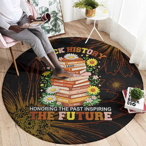 Black History Month Black African American Teachers Round Carpet Afrocentric Floral Art with Motivational Typography