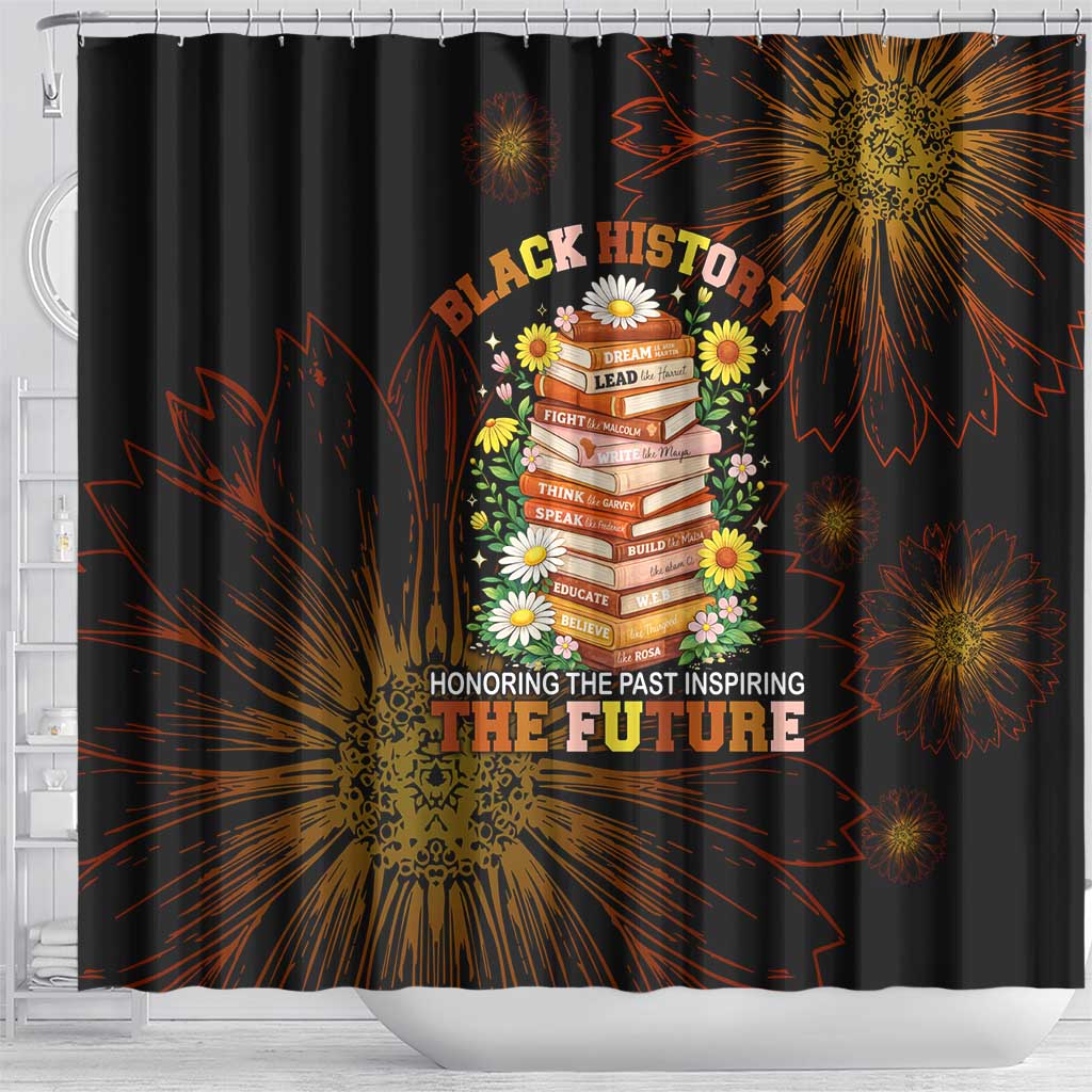 Black History Month Black African American Teachers Shower Curtain Afrocentric Floral Art with Motivational Typography