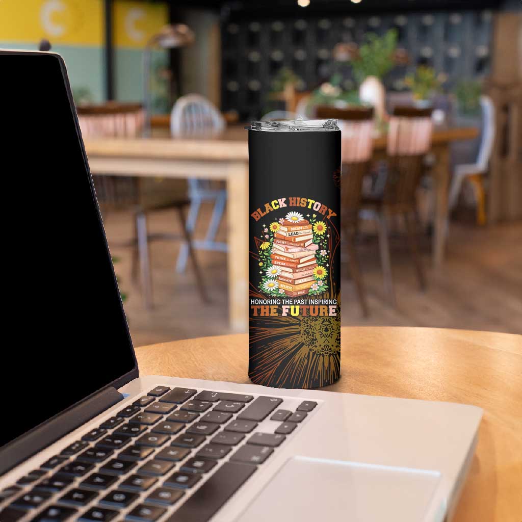 Black History Month Black African American Teachers Skinny Tumbler Afrocentric Floral Art with Motivational Typography