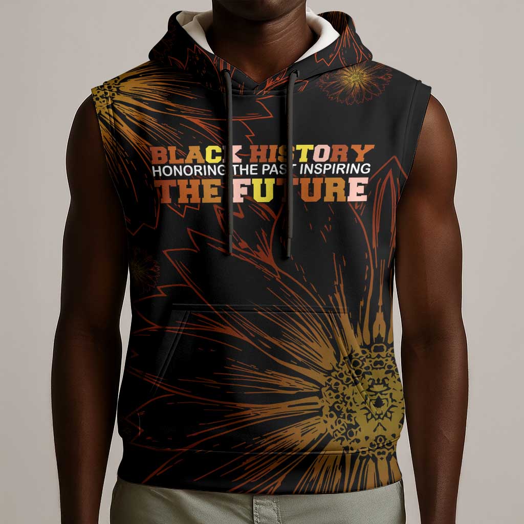 Black History Month Black African American Teachers Sleeveless Hoodie Afrocentric Floral Art with Motivational Typography