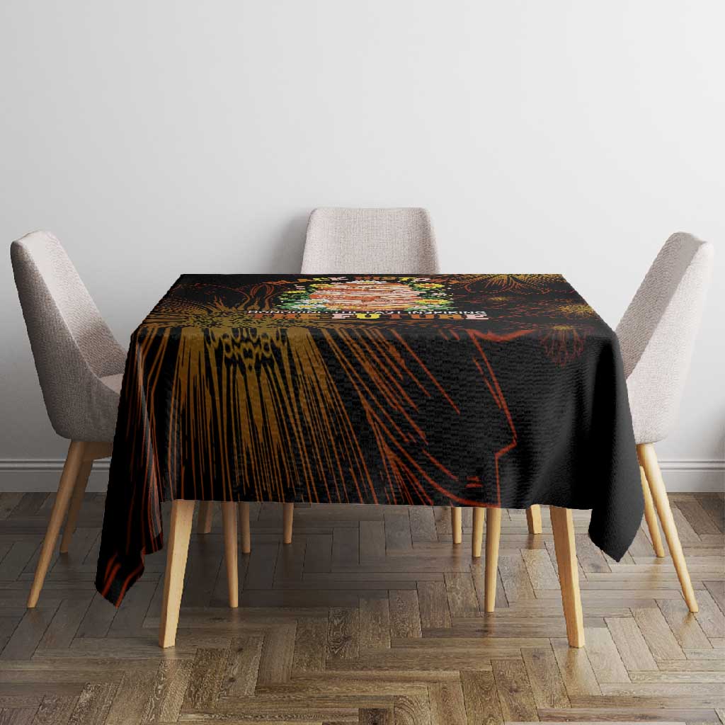 Black History Month Black African American Teachers Tablecloth Afrocentric Floral Art with Motivational Typography