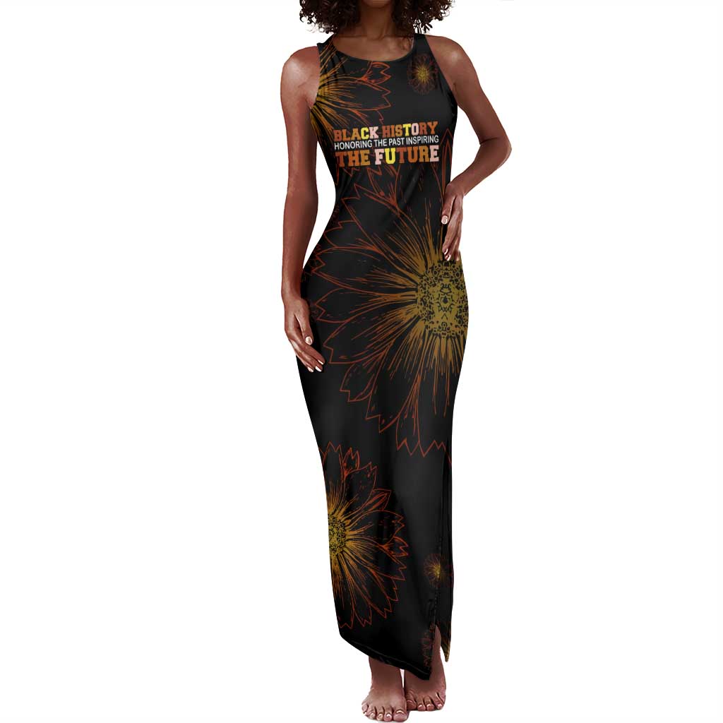 Black History Month Black African American Teachers Tank Maxi Dress Afrocentric Floral Art with Motivational Typography