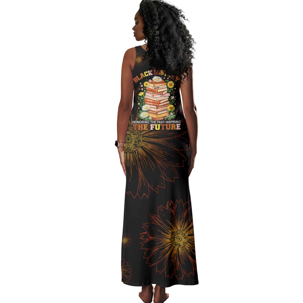Black History Month Black African American Teachers Tank Maxi Dress Afrocentric Floral Art with Motivational Typography