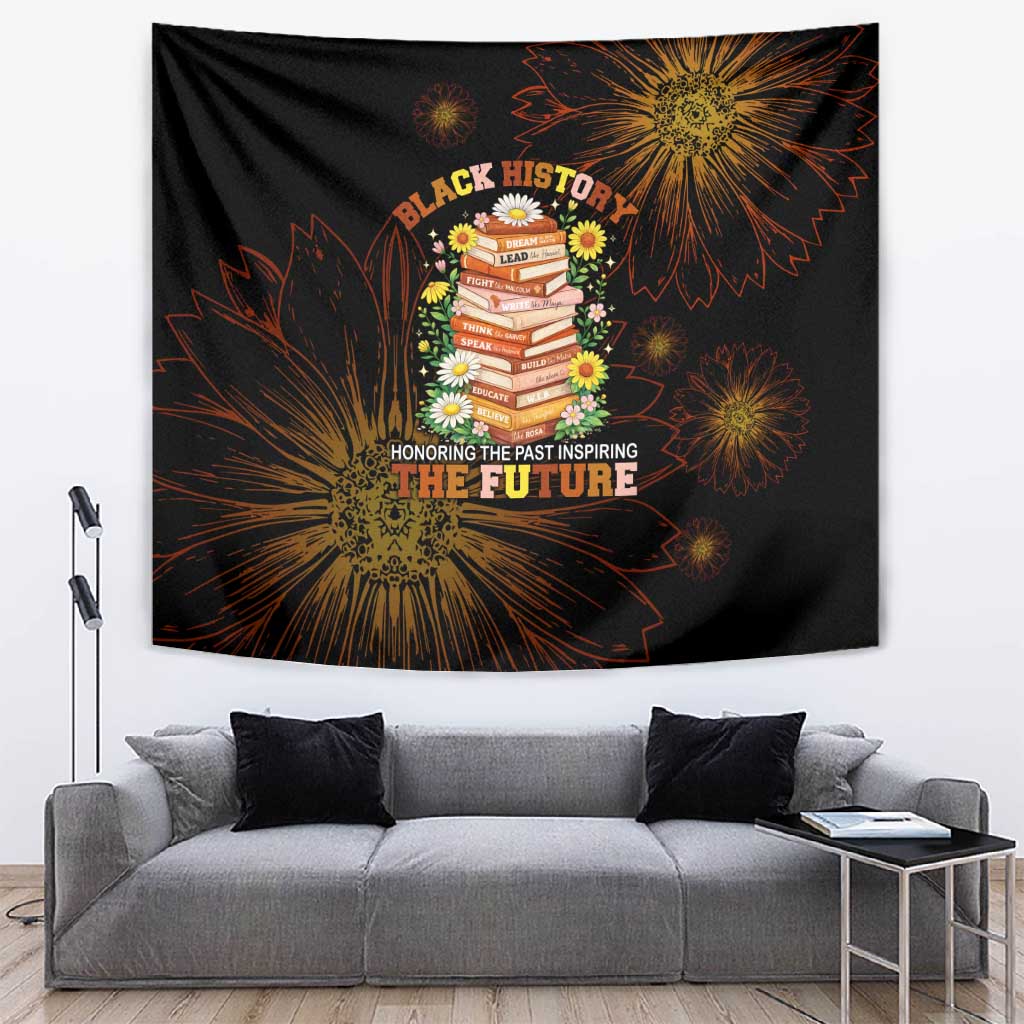 Black History Month Black African American Teachers Tapestry Afrocentric Floral Art with Motivational Typography