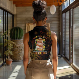 Black History Month Black African American Teachers Women Sleeveless Polo Shirt Afrocentric Floral Art with Motivational Typography