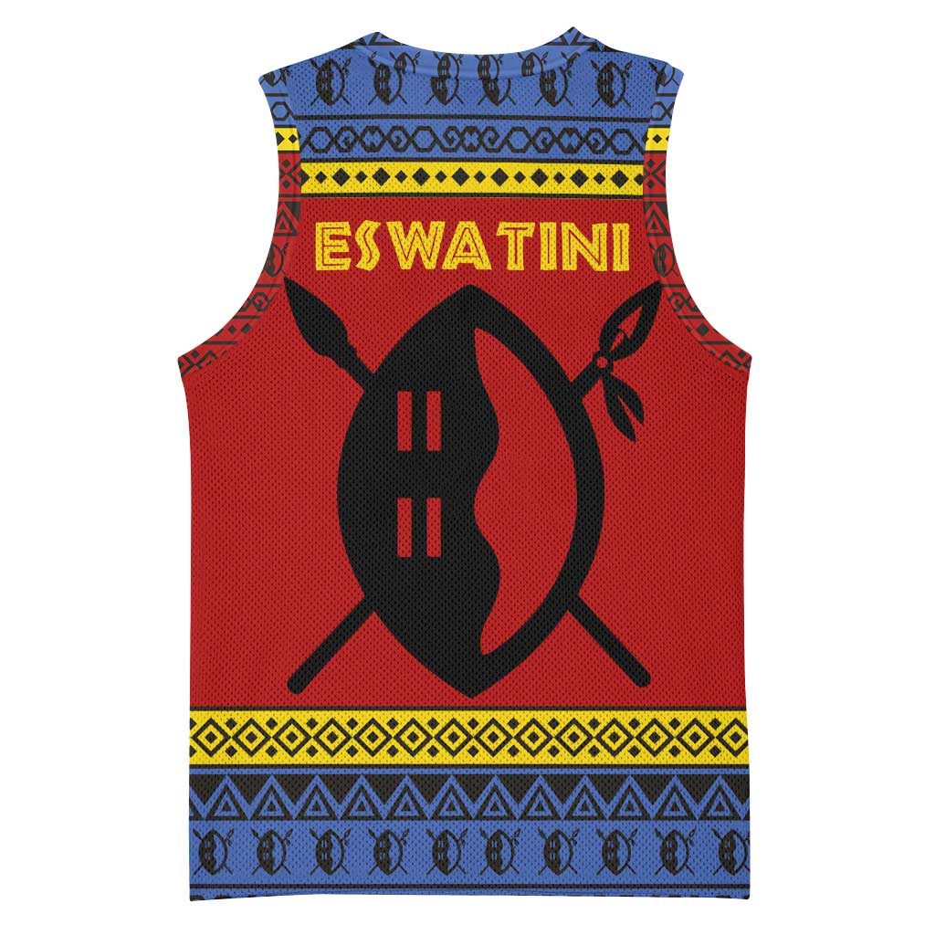 Eswatini Flag Basketball Jersey Nguni Shield Spear Pattern TS04