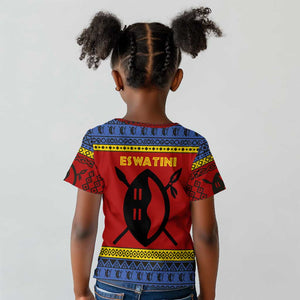 Eswatini Flag Kid T shirt Nguni Shield Spear Pattern